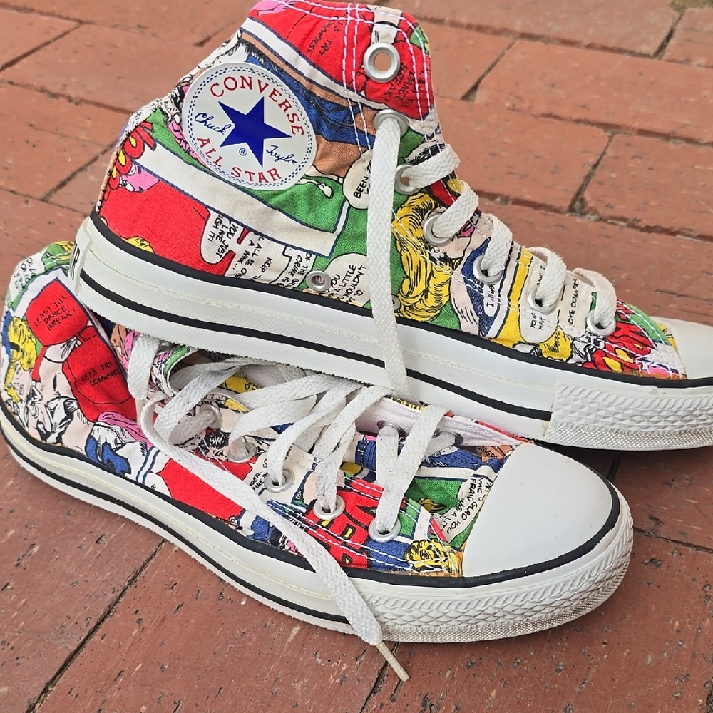 Colorful High-Top Sneakers with Comic Print